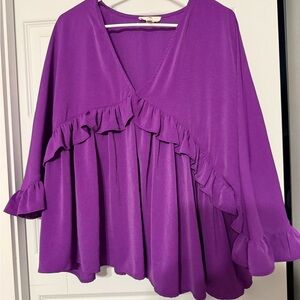 Entro Vibrant Purple Ruffle Blouse